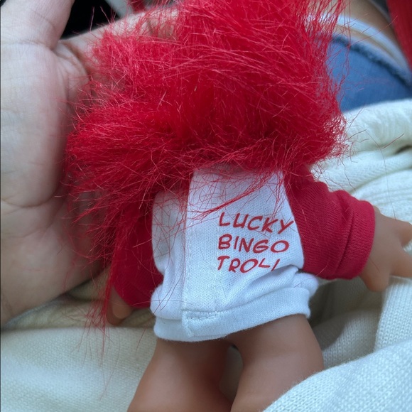 Playful Red-Haired Troll Doll with Bingo Shirt - Picture 3 of 3